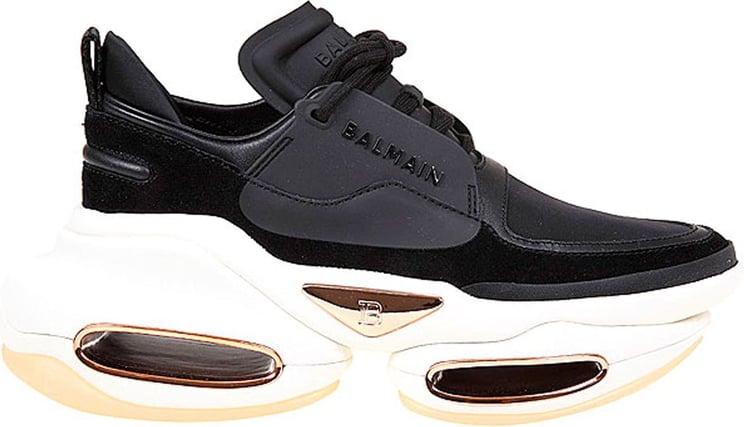 Balmain Balmain Leather And Fabric Sneakers Zwart