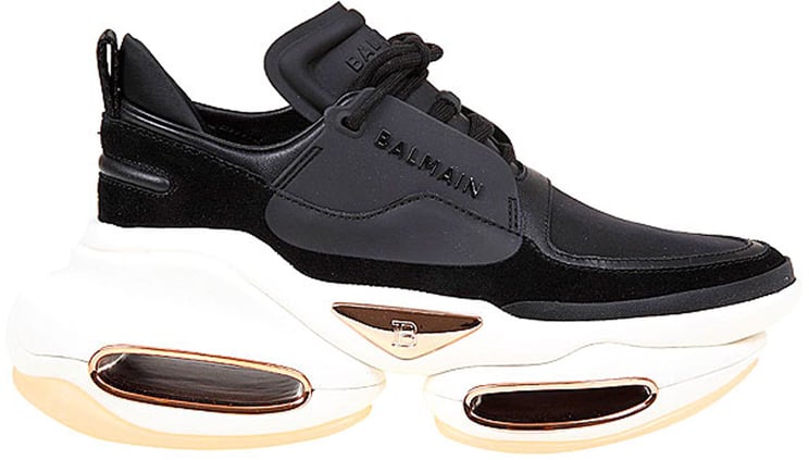 Balmain Balmain Leather And Fabric Sneakers Zwart