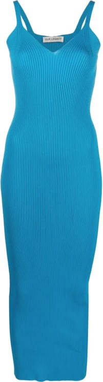 Our Legacy Knitted Singlet Dress Circuit Blue Performance Poly Blauw