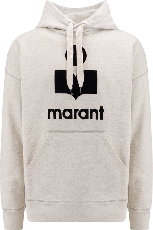 Isabel Marant Organic cotton sweatshirt with flocked logo Beige