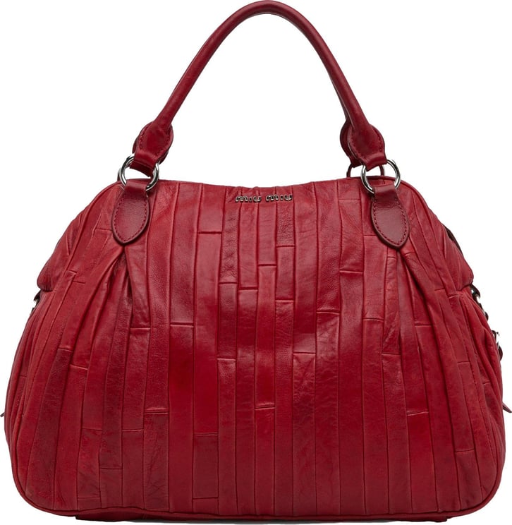 Miu Miu Quilted Leather Tote Bag Rood