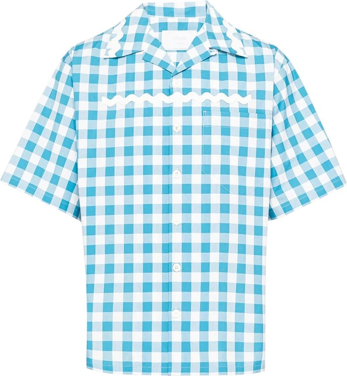 Prada Prada Checked Cotton Shirt Blauw