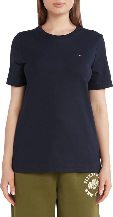 Tommy Hilfiger T-shirt Donna basic con mini logo Blauw