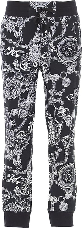 Versace Jeans Couture Versace Jeans Couture Cotton Printed Pants Zwart