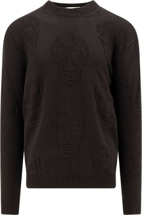 Alexander McQueen Cotton sweater with Skull motif Zwart