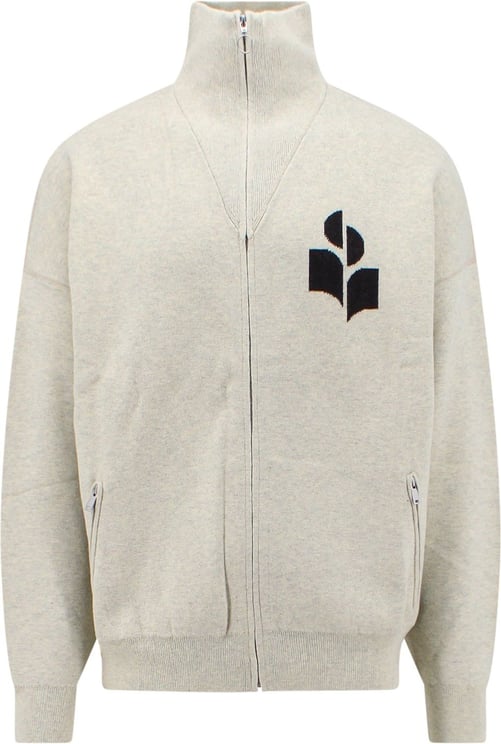 Isabel Marant Cotton blend sweatshirt with logo inlay on the front Grijs