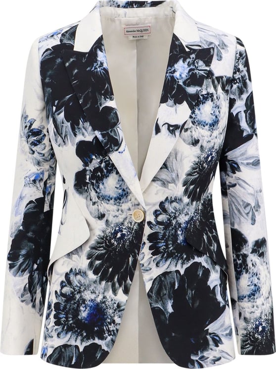 Alexander McQueen Viscose blazer with Chiaroscuro print and shoulder pads Divers