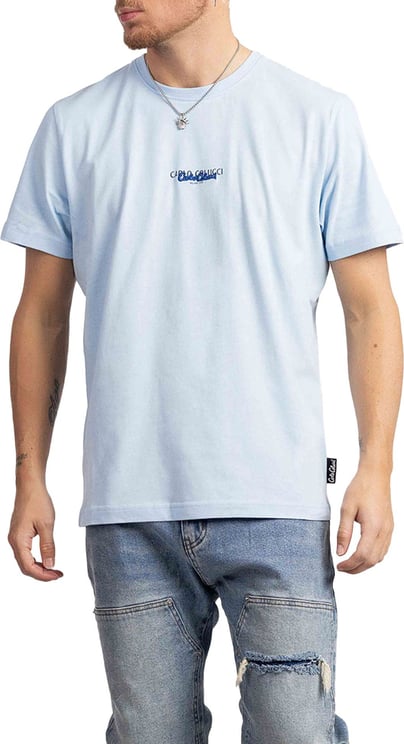 Carlo Colucci C2776 16 Basic T-Shirt Heren Lichtblauw Blauw