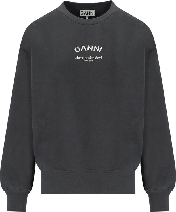 Ganni Isoli Grey Oversize Sweatshirt Gray Grijs