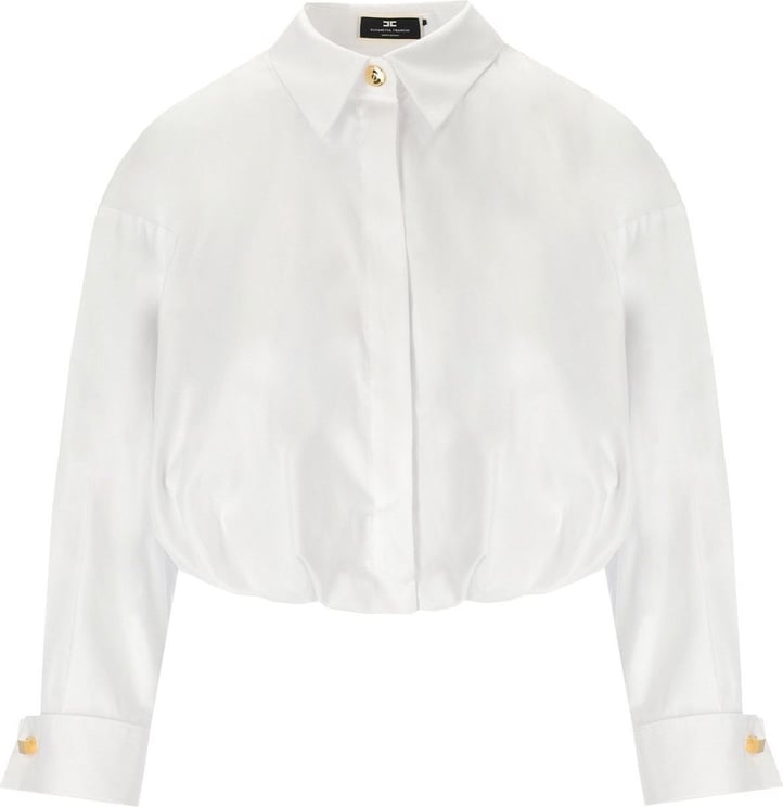 Elisabetta Franchi White Poplin Crop Shirt White Wit