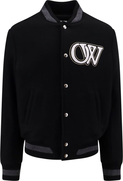OFF-WHITE Varsity wool bomber with iconic embroidery Zwart