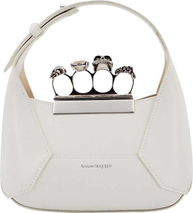 Alexander McQueen Leather handbag with Swarovski crystals rings Wit
