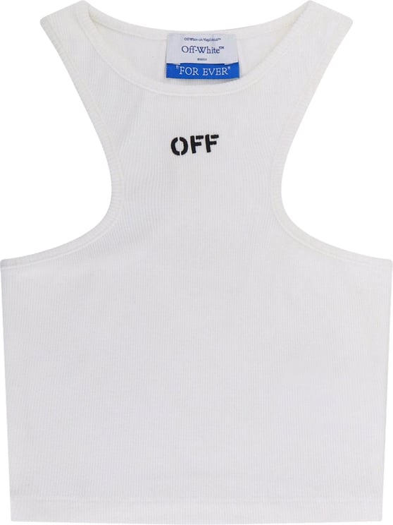 OFF-WHITE Ribbed cotton top Wit