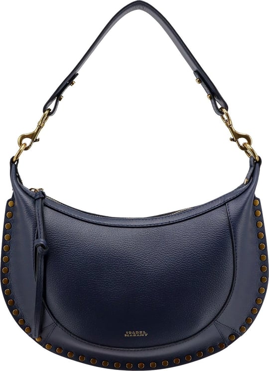 Isabel Marant Leather shoulder bag with metal details Blauw