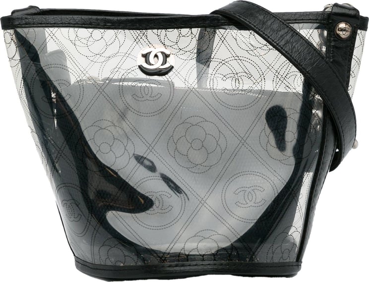 Chanel Camellia PVC Bucket Bag Wit