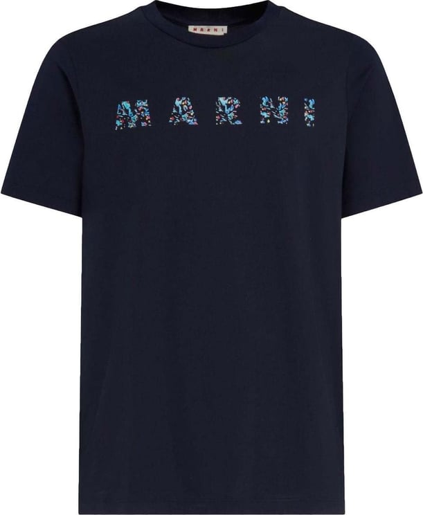 Marni t shirt en coton a logo imprime 3 Blauw