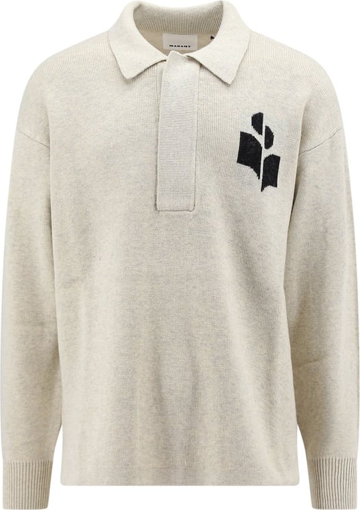 Isabel Marant Organic cotton sweater with embroidered logo Beige