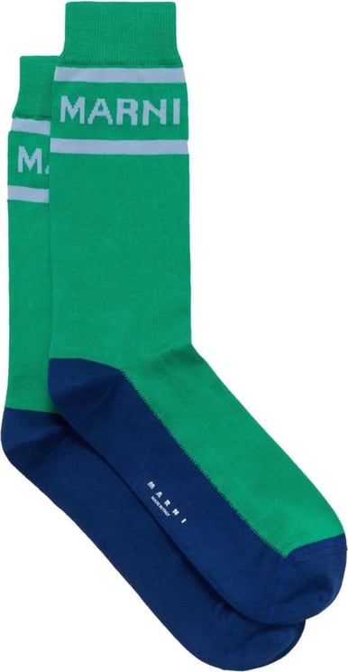 Marni Logo Intarsia Color-block Socks Groen