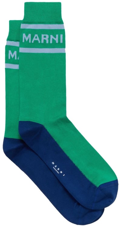 Marni Logo Intarsia Color-block Socks Groen