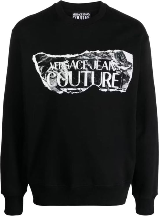 Versace Jeans Couture Versace Jeans Couture Sweater Logo Magazine Black Zwart