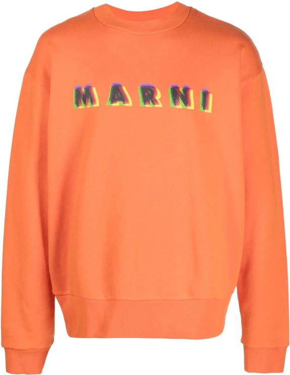 Marni 3d Logo Printed Crewneck Sweatshirt Oranje