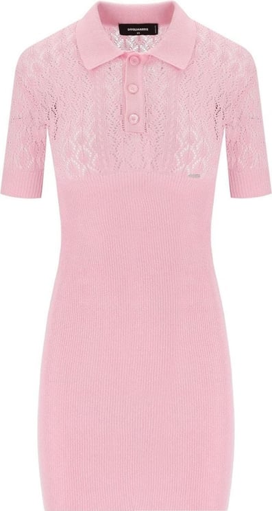 Dsquared2 Pink Openwork Knitted Dress Pink Roze