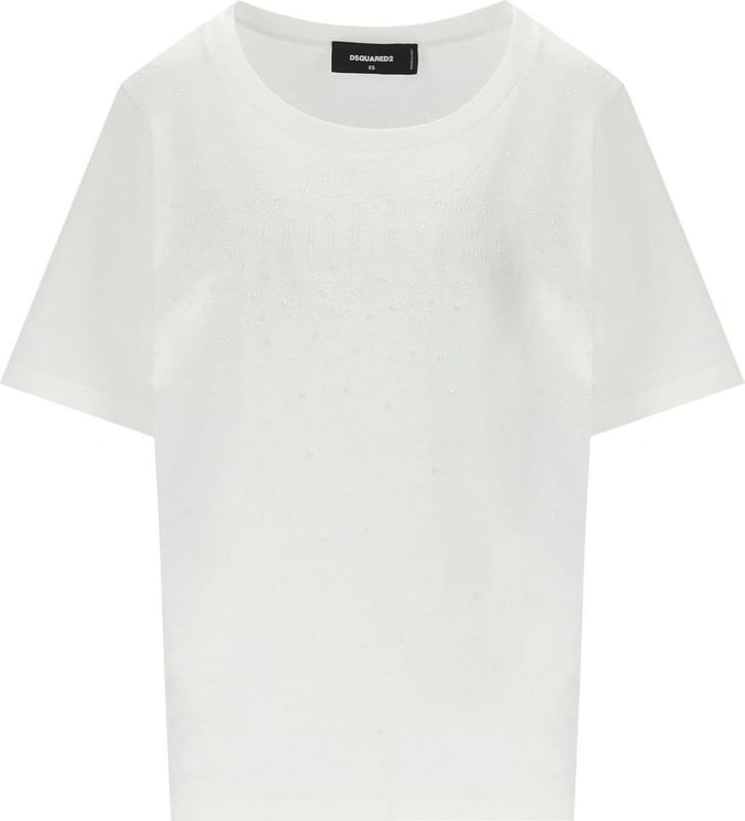 Dsquared2 Easy Fit White T-shirt With Rhinestones White Wit