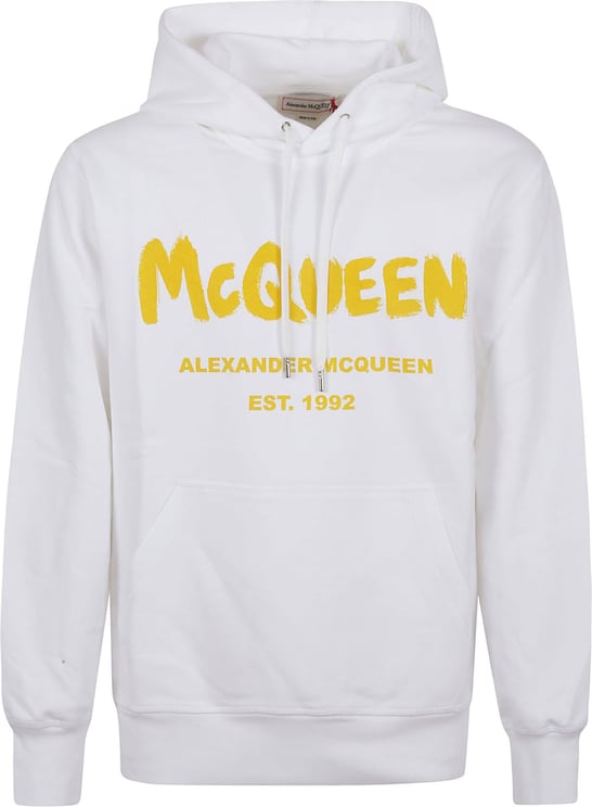 Alexander McQueen graffiti prt hoodie Wit