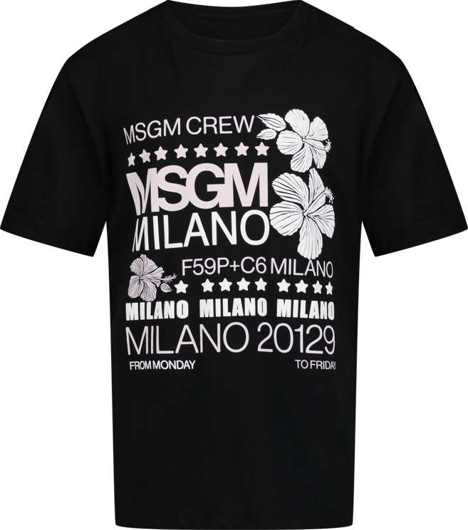 MSGM MSGM Kinder T-Shirt Zwart Zwart