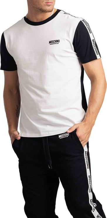 Moschino Tape T-Shirt Heren Wit/Zwart Wit