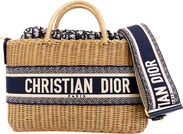 Dior Oblique Wicker Basket Bag Bruin