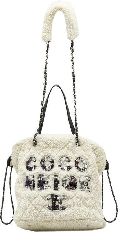 Chanel Shearling Coco Neige Tote Wit