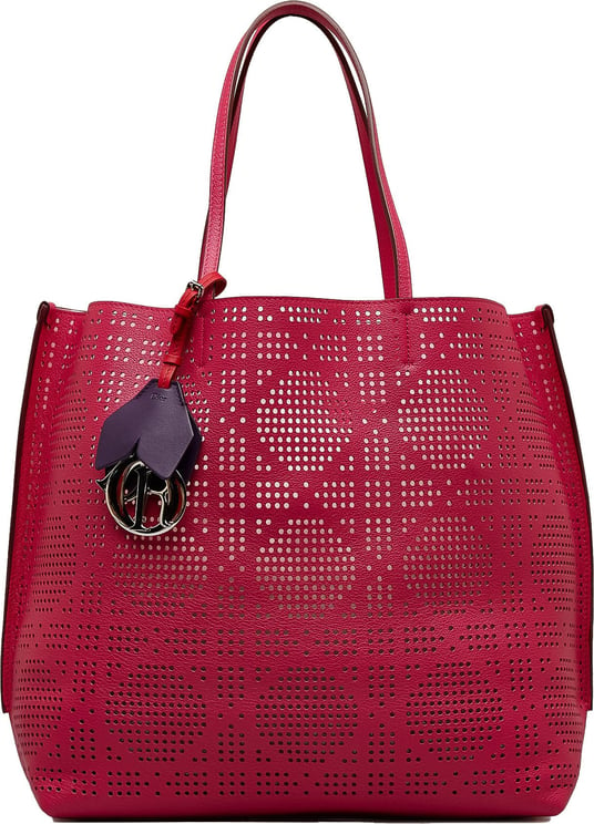 Dior Perforated Cannage Dioriva Tote Roze