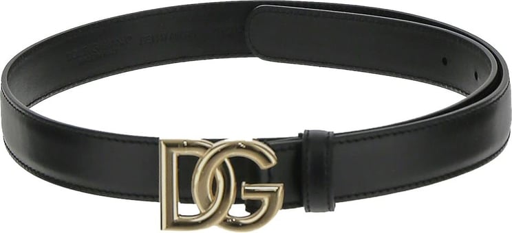 Dolce & Gabbana Calfskin Belt With DG Logo Zwart
