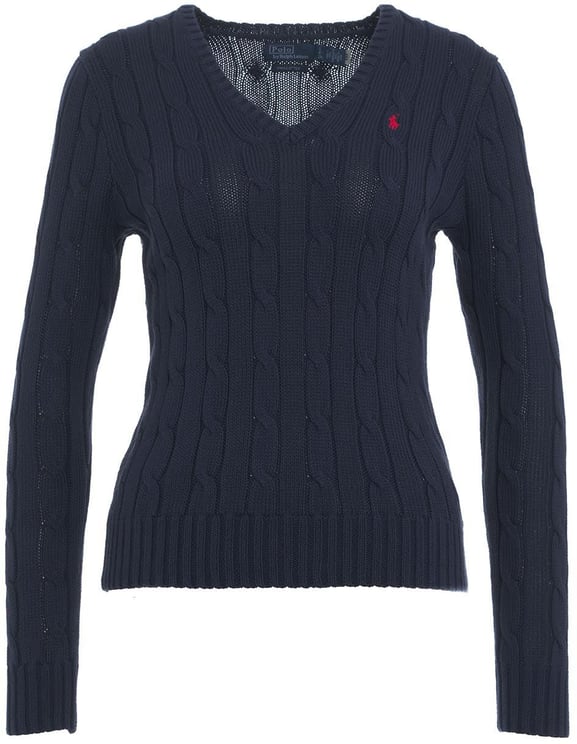 Ralph Lauren Knitted sweater with embroidered logo Blauw