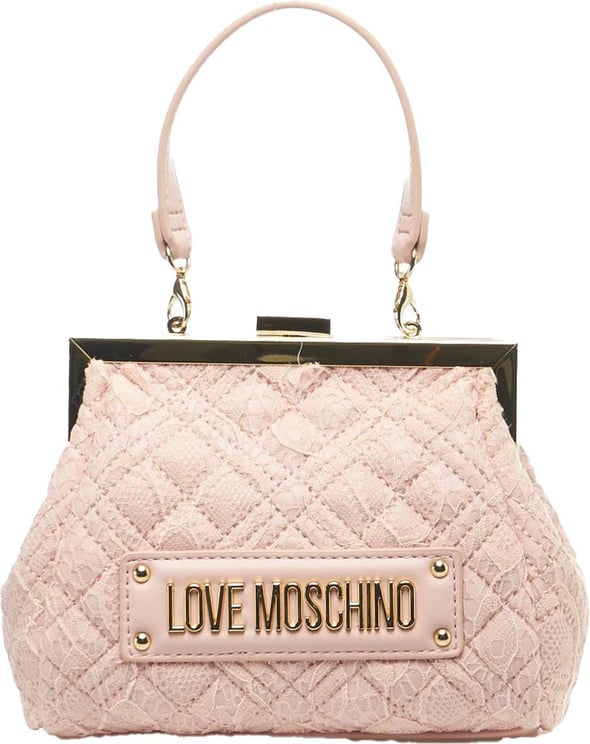 Love Moschino Granny bag with lace insert Roze