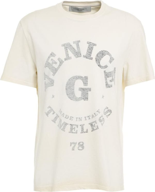 Golden Goose T-shirt with logo lettering Wit