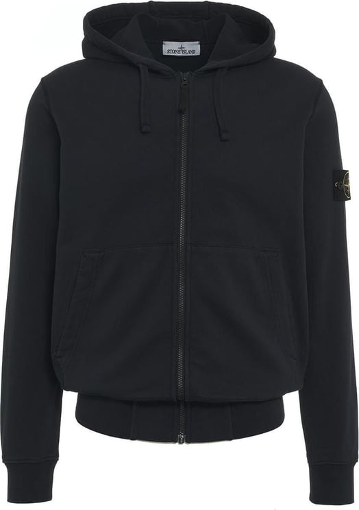 Stone Island Hoodie with zip and logo patch Blauw