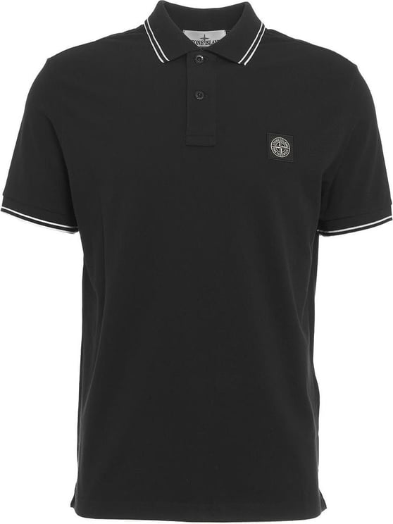 Stone Island Polo shirt with embroidered logo Zwart
