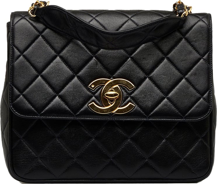Chanel Quilted Lambskin XL Square Flap Zwart