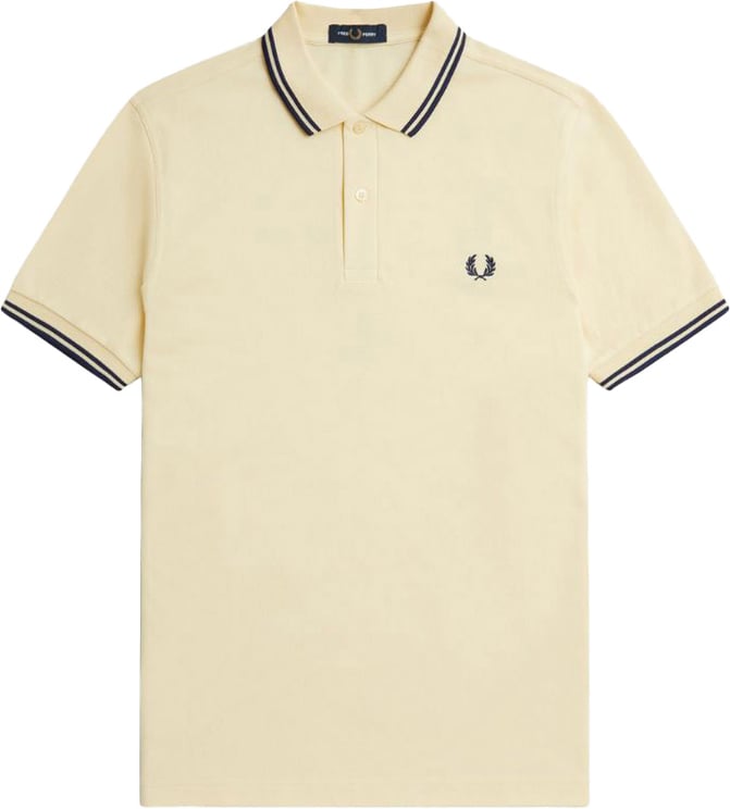 Fred Perry Fred Perry Twin Tipped Polo Ice Cream/French Navy Blauw