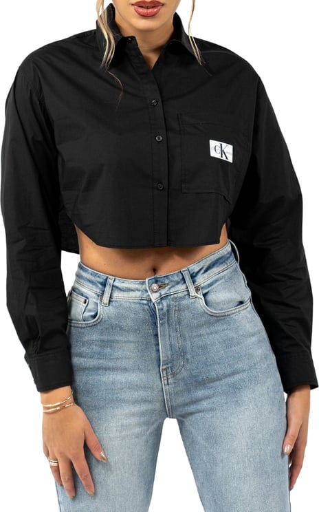 Calvin Klein Overshirt Cropped Zwart
