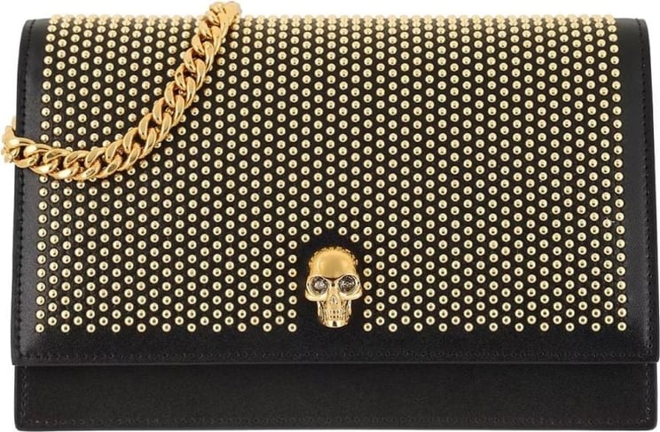 Alexander McQueen Skull Studded Crossbody Bag Zwart