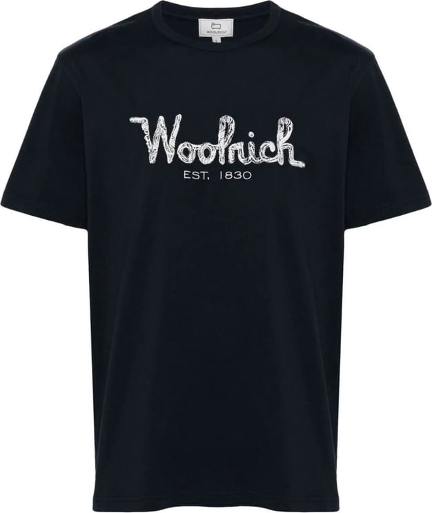 Woolrich embroidered logo t-shirt black Zwart