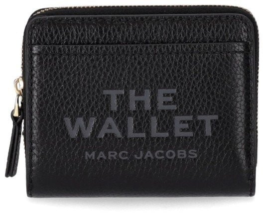 Marc Jacobs The Leather Mini Compact Black Wallet Black Zwart