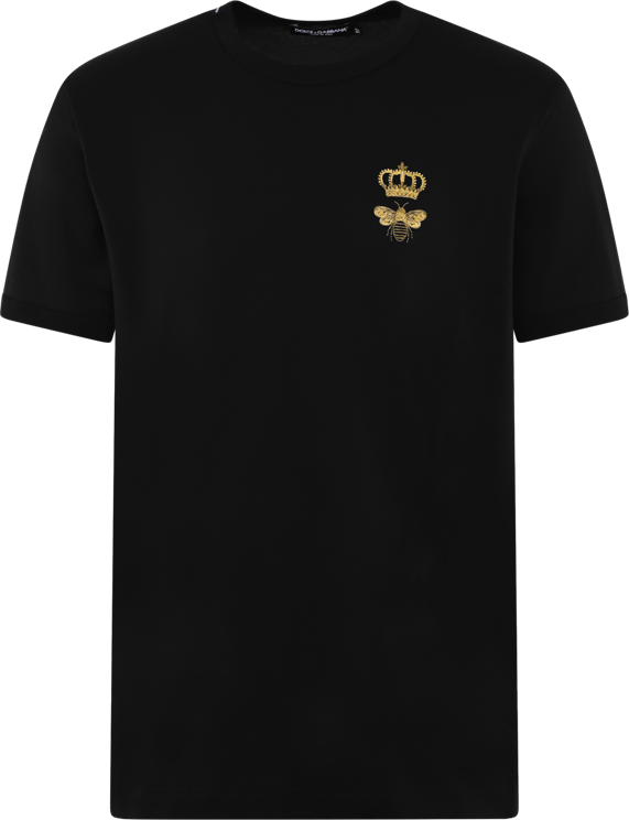 Dolce & Gabbana Cotton T-Shirt With Embroidery Zwart