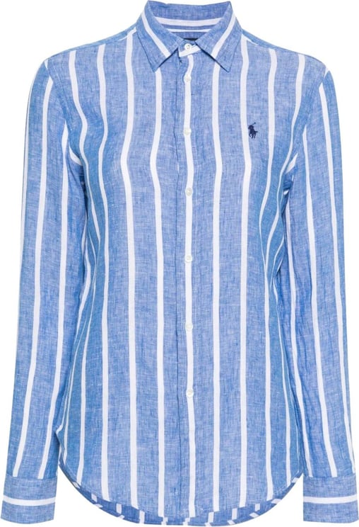 Ralph Lauren long sleeve button front shirt blue Blauw