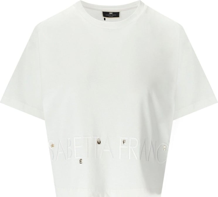 Elisabetta Franchi White Oversize T-shirt With Logo White Wit