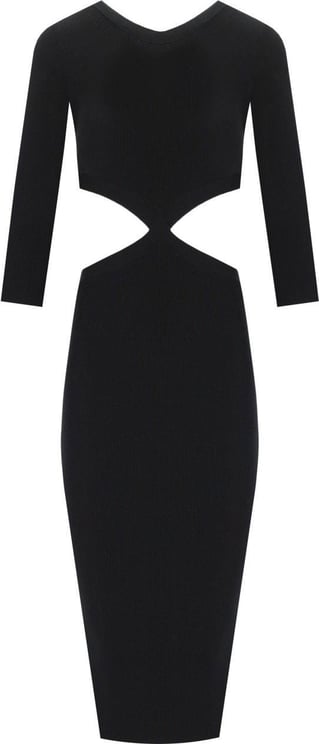 Elisabetta Franchi Black Cut-out Knitted Dress Black Zwart