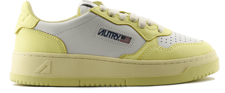 Autry Medalist Low White Lime Wit